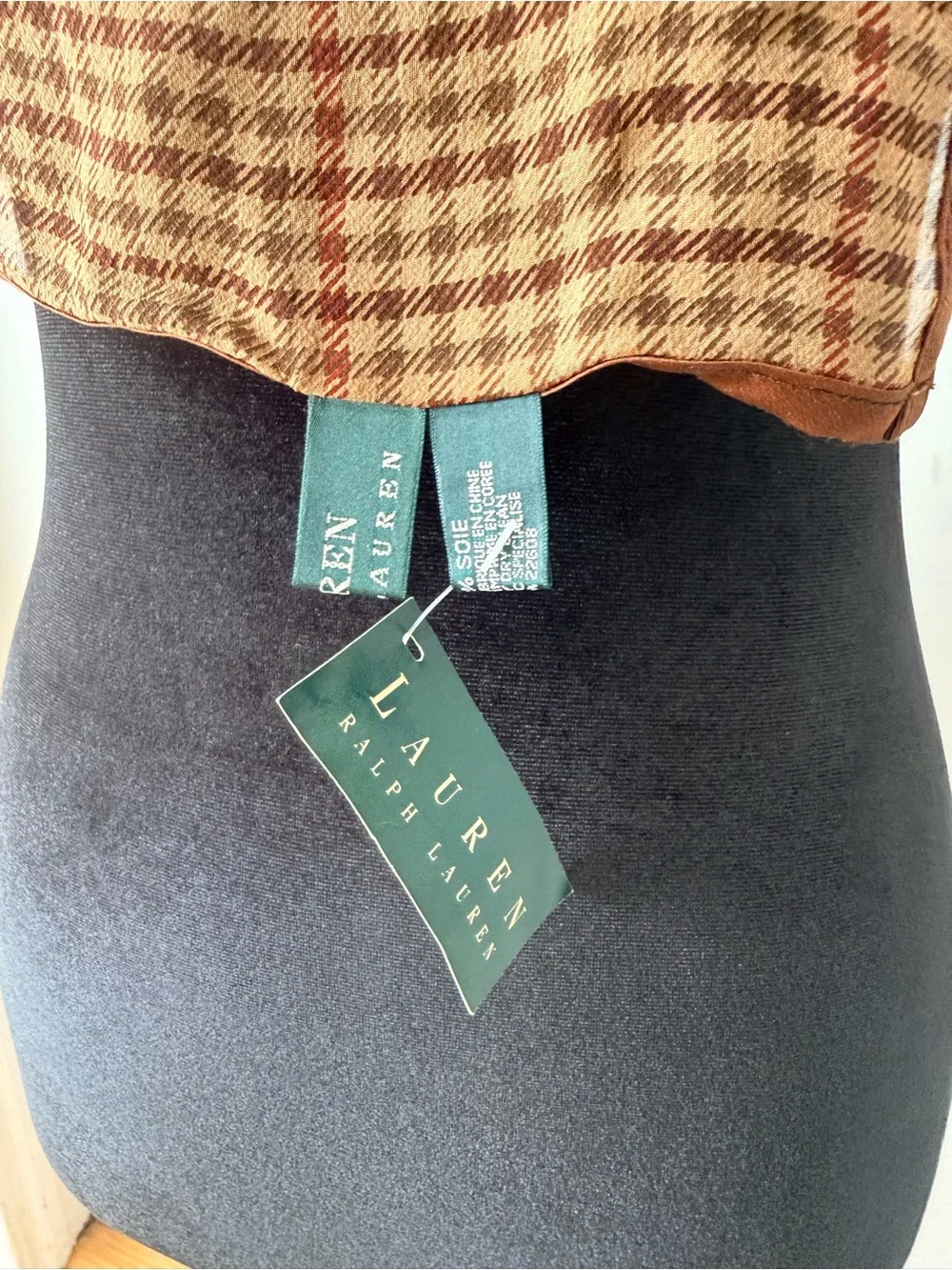 Ralph Lauren Brown Houndstooth Silk-Blend stylish Scarf